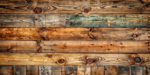 Poster - Weathered wooden planks background with rustic textures and natural patterns