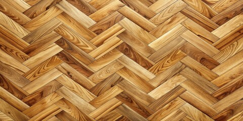 Poster - Natural wood parquet floor with intricate texture detail, perfect for background