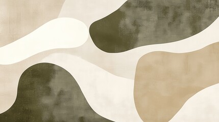 Sticker - Abstract camouflage pattern in muted colors with flowing shapes on a textured background suitable for modern design