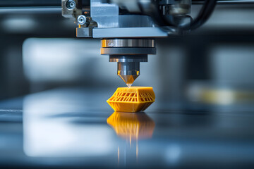 a 3D printer in action, with the layers of material being precisely built up to form an object