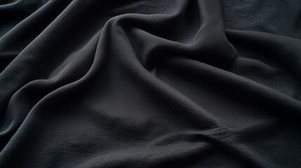 Sticker - Soft, dark fabric draped elegantly on a surface, showcasing gentle folds and texture in natural light