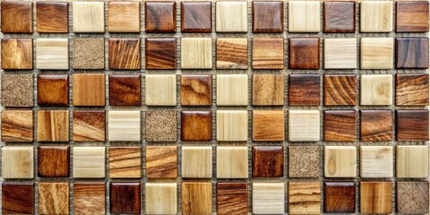 Poster - Wooden glazed glossy deco glamour mosaic tile wall texture, perfect for adding a touch of luxury to any space