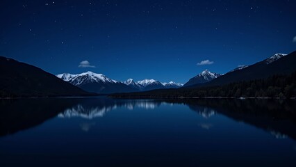 Canvas Print - Serenity at Night: Mountain Reflection