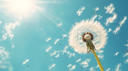 Sticker - Dandelion Seeds Dispersing in the Wind