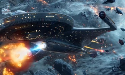 Wall Mural - celestial starship bridge, video