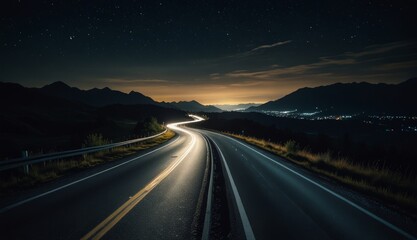 Wall Mural - Serene Night Road Landscape