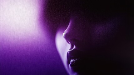 Portrait, abstract blur, deep purple gradient, dark moody atmospheric, cinematic lighting, dramatic shadows, dystopian vibes, futuristic cyberpunk backdrop