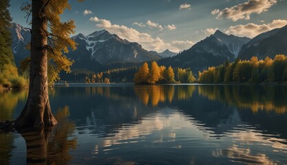 Wall Mural - Autumn Serenity in Mountain Reflections