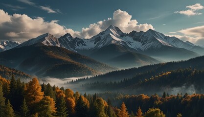 Wall Mural - Majestic Mountain Landscape in Autumn