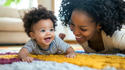 Loving Mother and Baby Bonding during Tummy Time at Home