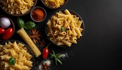 delicious pasta ingredients arrangement