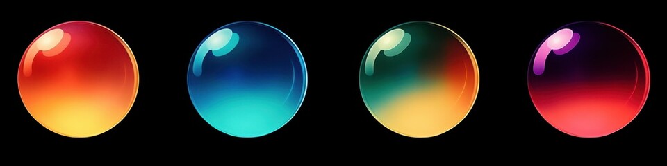 Wall Mural - sphere with blue and teal gradient, sphere with teal and green gradient, sphere with orange and yellow gradient, sphere with orange and red gradient, sphere with red and magenta gradient, sphere with 