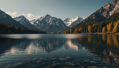 Wall Mural - Serene Mountain Lake Reflection