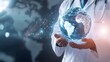 © Felippe Lopes - Doctor holding a digital globe in his hands.