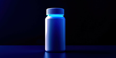 Wall Mural - Neon-lit pill bottle