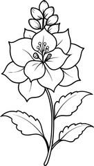 Wall Mural - Delphinium flower icon silhouette illustration on black and white