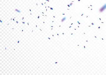 Wall Mural - falling blue confetti and ribbon, isolated on white background