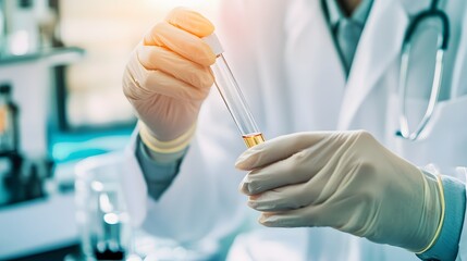 Wall Mural - a doctor examines a test tube in a lab.