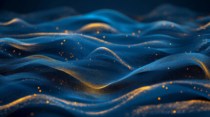 Wall Mural - Beautiful blue waves with shimmering gold highlights. Perfect for backgrounds, posters, and banners.