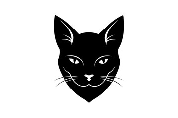 Wall Mural - A cat head icon, featuring a modern stylish shape with an underline, set on a solid white background vector art illustration