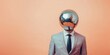© Drpixel - Business man with shiny disco ball head. AI generative art