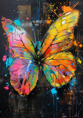 colorful butterfly dark background contemporary abstra