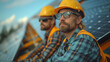 © silvia - Portrait of Two Professional Engineers in Front of a Solar Panel Array
