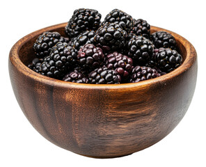 PNG Fresh blackberries in a wooden bowl on display