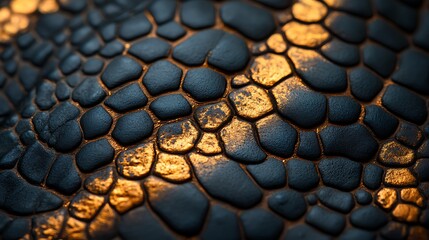 Close-up of textured black and gold surface.