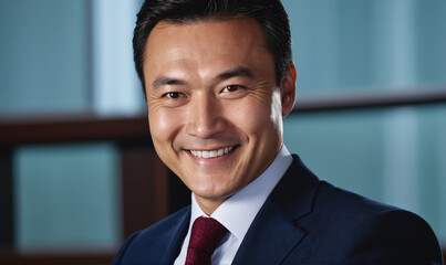 A man in a suit smiles for the camera in an office setting