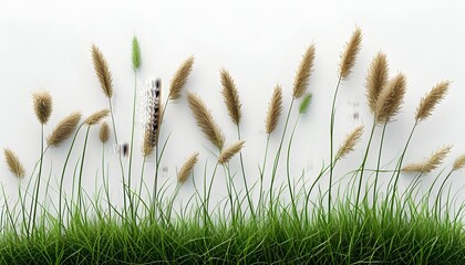 vibrant green grass isolated on a clean white background