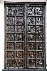 Bronze doors of cathedral, Novgorid, Russia