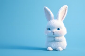 cute sad small bunny rabbit sitting peacefully