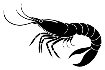 Wall Mural - shrimp vector silhouette, shrimp icon vector, Sea lobster	