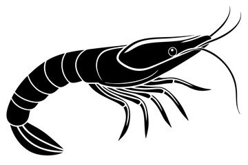 Wall Mural - shrimp vector silhouette, shrimp icon vector, Sea lobster	