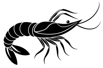 Wall Mural - shrimp vector silhouette, shrimp icon vector, Sea lobster	