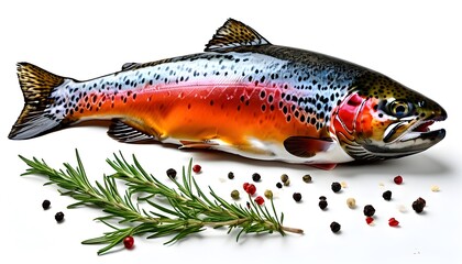 Trout Displayed on a White Background