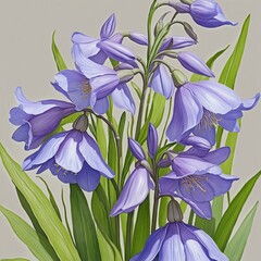 Wall Mural - Watercolor bluebell flower bouquet illustration