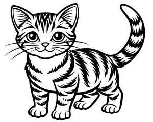 Canvas Print - adorable cat line art illustration