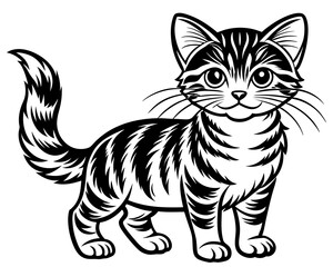 Canvas Print - adorable cat line art illustration