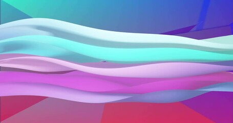 Wall Mural - Animation of multi coloured layers waving over vibrant background