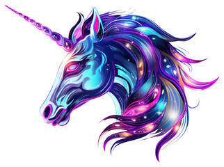 Canvas Print - PNG Neon unicorn pattern animal purple.