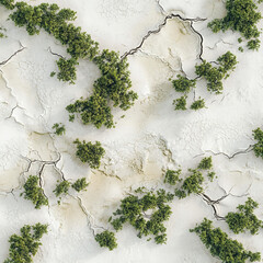 greenery texture nature landscape soil plants earth drought top view abstract cracked ground minimalism environmental concept botanical pattern natural design 