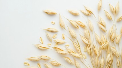 Exceptional graphic of oats on a pure white background, accentuating the natural tones and textures, exuding freshness.