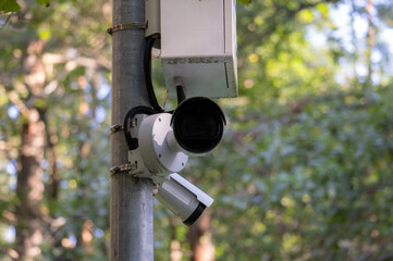 cctv camera recording safety in park.