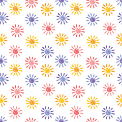 Wall Mural - summer seamless pattern with cute sun. vector illustration