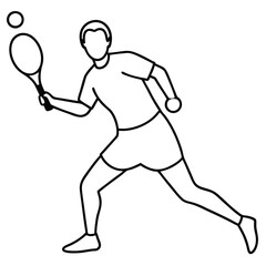 Poster - Squash Player Silhouette Black Line Art Icon.