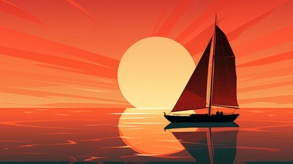 Wall Mural - Sailing on serene waters  a yacht journey to distant islands on a tranquil horizon