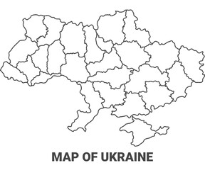  Outline Ukraine map with borders of region vector illustration