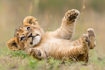 Canvas Print - lion cub and lioness